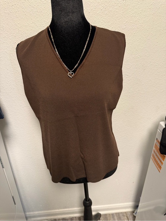 Chico's Tops - Chico's Brown V-Neck Sleeveless Tank Top